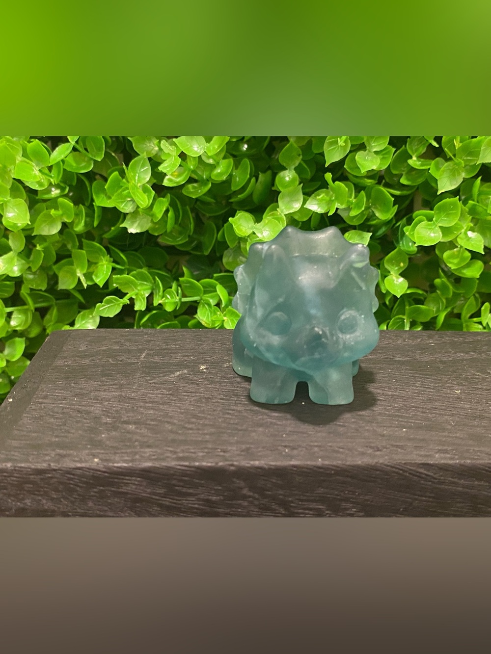 Green fluorite triceratops